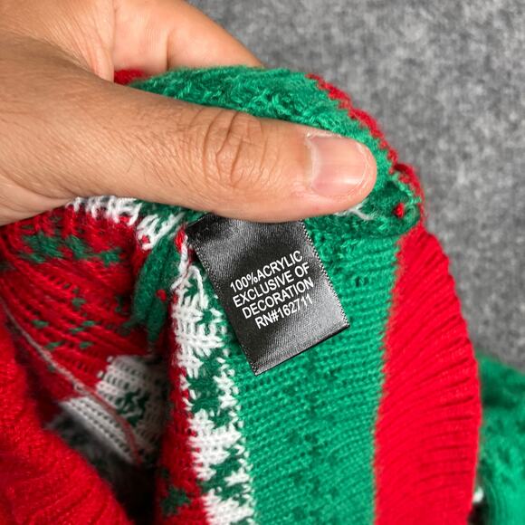 Blizzard Bay Sweater Mens Small Green Red Ugly Christmas Santa Cookie Knit Funny - Picture 6 of 8